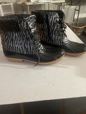 Rain Boots Women Zebra Print Outside Shoes Weather Rubber Fit Like A Size 10