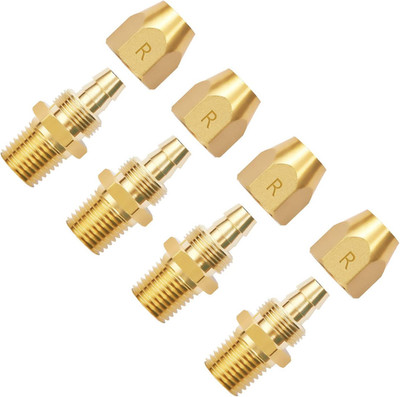 2Pcs Premium Solid Brass Pneumatics Reusable Rubber Hose-End Repair Fitting, 3/8