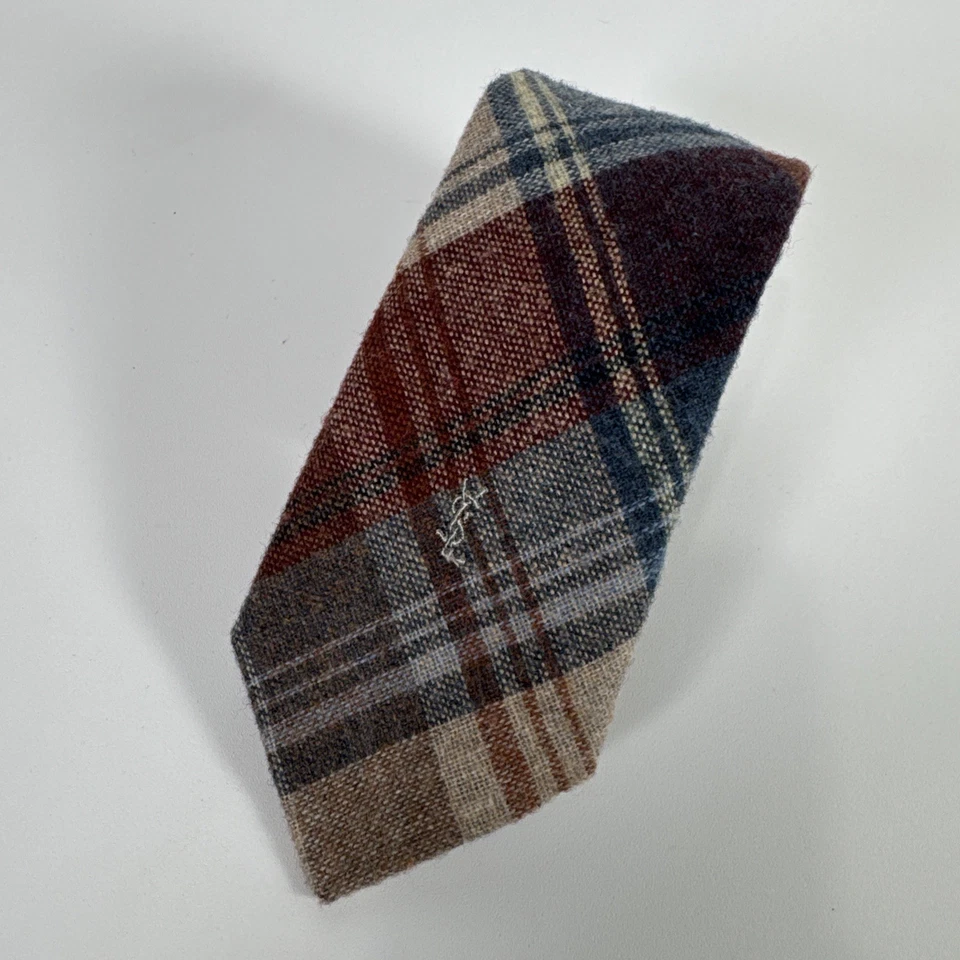 Lot of 2 Vtg Yves Saint Laurent Heather Mist Plaid Wool Blend Ties Men 56” L 3” - Image 4 of 4