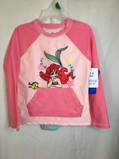 NWT Disney Ariel Rash Guard Swimsuit 2 pc Set UPF 50 Girls Little Mermaid