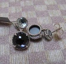 NEW DAVID YURMAN STERLING CHATELAINE DOUBLE-DROP GEMSTONE EARRINGS retail $1100