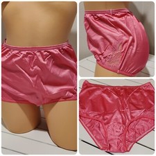 Vanity Fair Lace Nouveau Full Cut Brief Panty Shiny Nylon 7/L Fire PINK