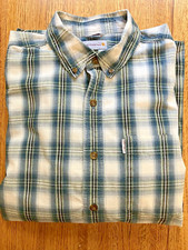 CARHARTT Mens Relaxed Fit Large LS Button Down Cotton Blue White Plaid Shirt