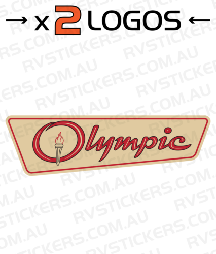 2 x OLYMPIC LOGO RED SMALL Caravan decal 420mm, sticker, vintage - Picture 1 of 1
