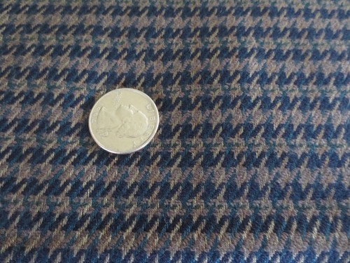 4466. BLACK/TAN/GREEN HOUNDSTOOTH Wool or Wool Blend FABRIC - 60" x 2- 3/4 yds
