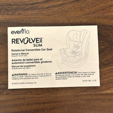 Evenflo Revolve 360 Slim Child Seat Instructions Owners Manual English Spanish