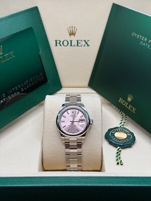 Rolex Lady-Datejust NEW 2025 Pink Stick Dial Oyster Bracelet Smooth Bezel SS
