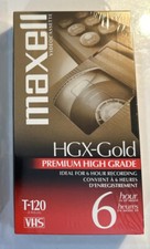 Maxell HGX-Gold T-120 6 Hour Premium High Grade Blank VHS Tapes, NEW SEALED