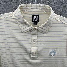 FootJoy Polo Shirt Mens Large Yellow Striped Short Sleeve FJ Golf Performance