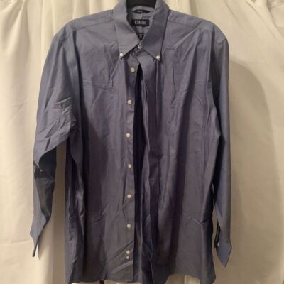 Chaps 16.5 32/33 Blue Classic Fit Button down Non-Iron Long Sleeve Dress shirt