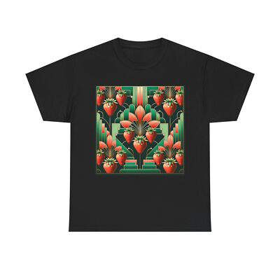 Unisex Adult T Shirt Art Deco Sunburst Classy Strawberry Opulence Wealth Rich