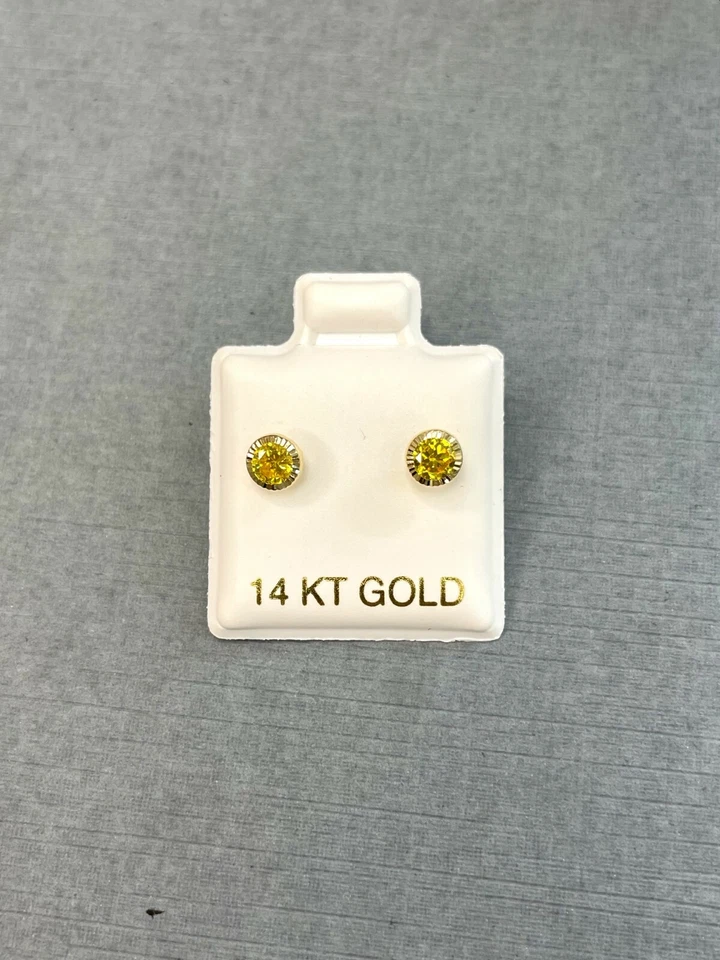 14K Gold 5MM August Birthstone Round Stud Earrings For Women- Peridot - Image 2 of 4