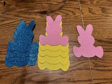 10 Glitzer Schaumstoff Hasen