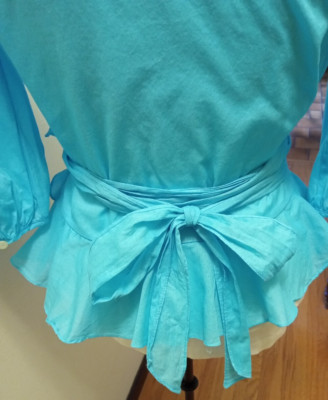 Lauren Ralph Lauren EUC  Women Med Shirt  Turquiose Blu Button Dwn 100% Cotton  