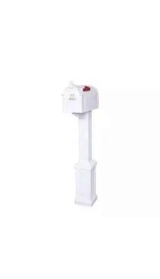 Mailbox with Post Large Secure White Classic Newport Craftsman Style Rust Free