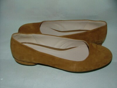 NEW WOB ECCO FLAT SHOES SIZE 10 40 B SUEDE LEATHER CAMEL SOLID #15
