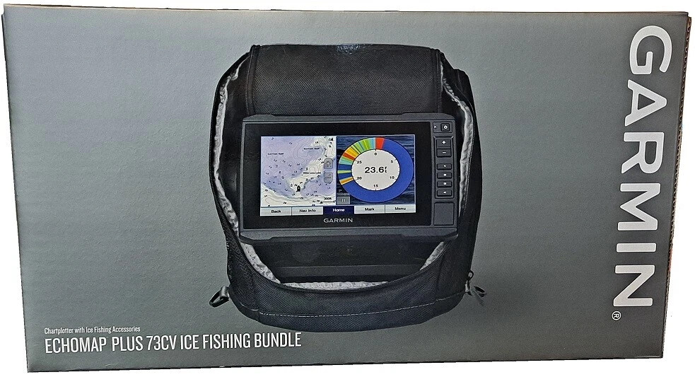 Garmin ECHOMAP PLUS 73cv ICE BUNDLE + ClearVu Chirp + US Lakes + GT10  Transducer