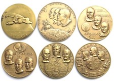R2176Medaillen-Lot 6x USA Raumfahrtmissionen, Skylab i + Apollo 11,12,14,16+17