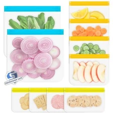 10 Pack Reusable Ziplock Bags Silicone Food Storage Freezer Sandwich Bags