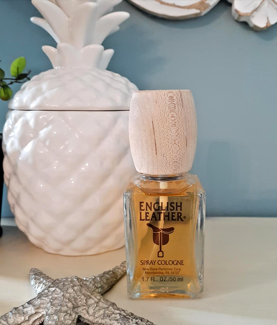 Vintage Dana English Leather Spray Cologne org form wood cap