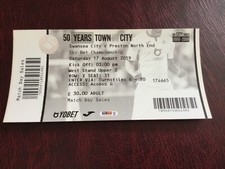 Football Ticket - Swansea City v Preston North End 17/8/19
