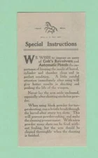 Colt Model Special Instructions Reproduction EARLY