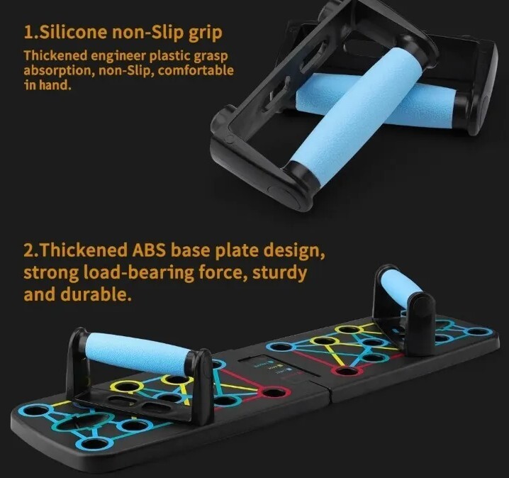 Portable Foldable 18 in 1 Home Exercise Fitness Push Up Board w/Anti-Slip Handle