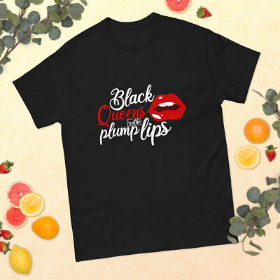 Black Queens Plump Lips Mens T-shirt | Classic Tee