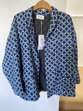 Really Nice Quilted Brand New American Vintage Jacket Blue Mix Print In Xs/s