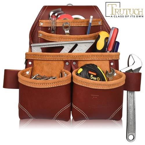 TRUTUCH Maroon Leather Carpenter Tool Pouch with Hammer Holder | Tool Belt - Picture 2 of 8