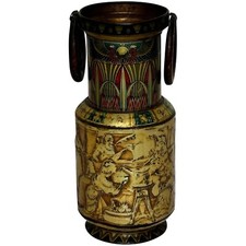 Collectible Antique British Biscuit Tin Egyptian Vase