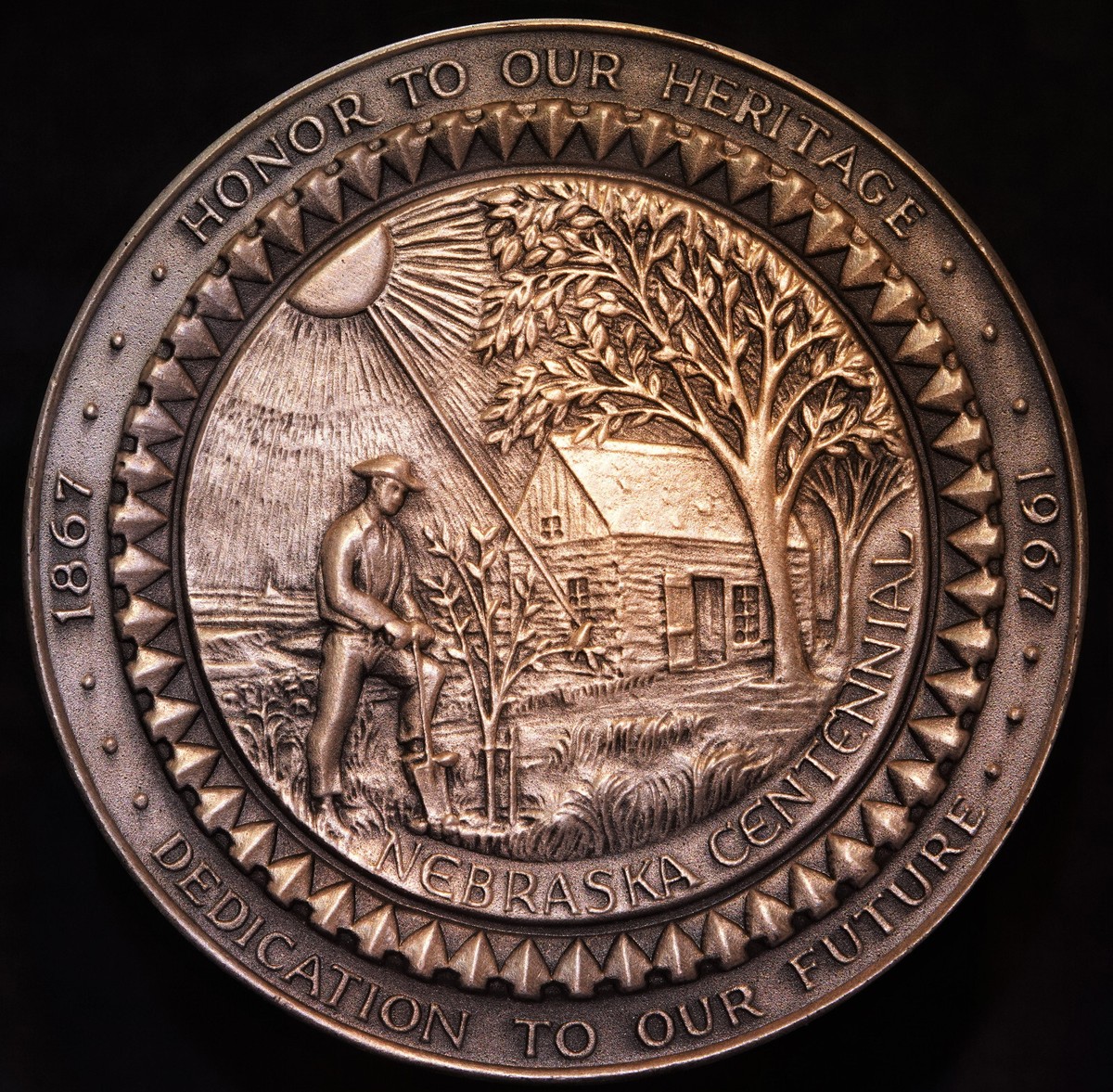1967 Medalic Arts NY Nebraska Centennial 999+ FINE Silver art bar