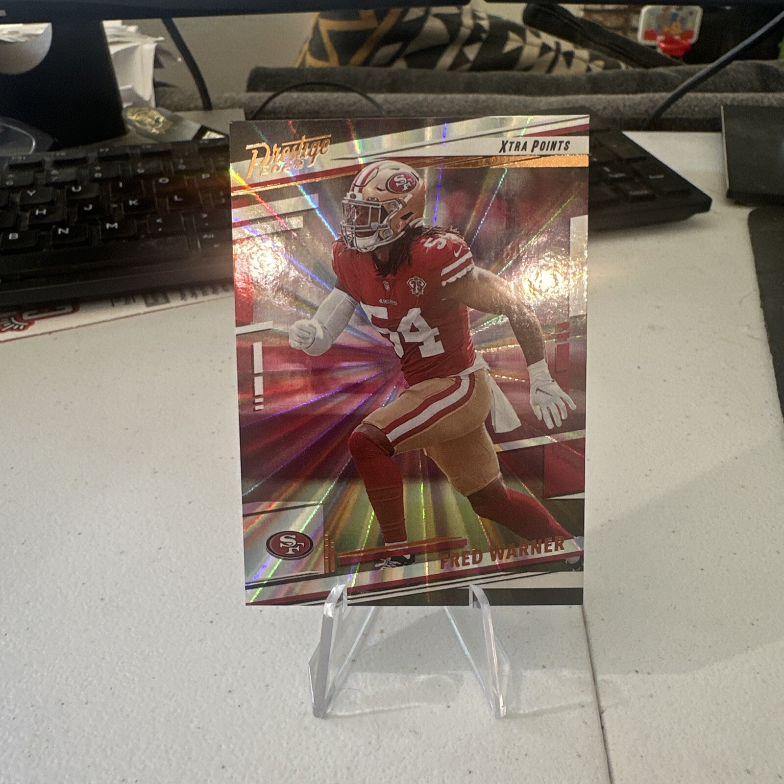 Fred Warner 2022 Panini Prestige - Xtra Points Sunburst #271 Parallel 49ers
