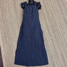 Skies Are Blue Bow Tie Shoulder Navy And White Striped Dress Women s Size XS