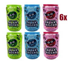 Set of 6 Cans of Getaway Galaxy Rocks Bubble Gum Candy- 6 Count