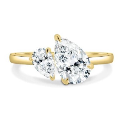 2.5Ct Double Pear Lab-Grown Diamond Toi Et Moi Engagement Ring 14K Yellow Gold