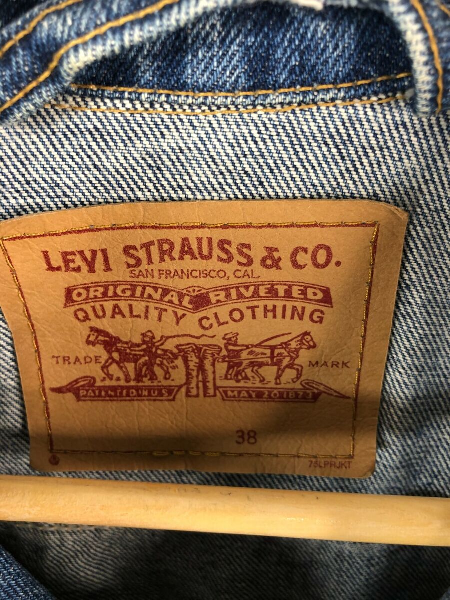 Vintage Levis Mens Small Denim Blue Jean Trucker Jacket Made Vintage Levis Mens Small Denim Blue Jean Trucker Jacket Made
