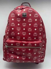 Pre-Owned MCM Red Monogram Backpack