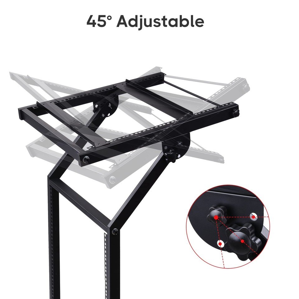 AW Adjustable Rack Mount Studio Equipment Rolling DJ Mixer Stand Stage