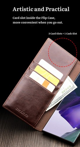 Qialino Genuine Leather Flip Case Cover with Kickstand for Samsung Galaxy - Picture 8 of 18