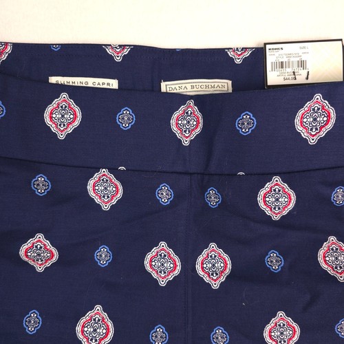 Dana Buchman marineblau Medaillon Rollriegel Twill schlankmachende Caprihose Large - Bild 3 von 13