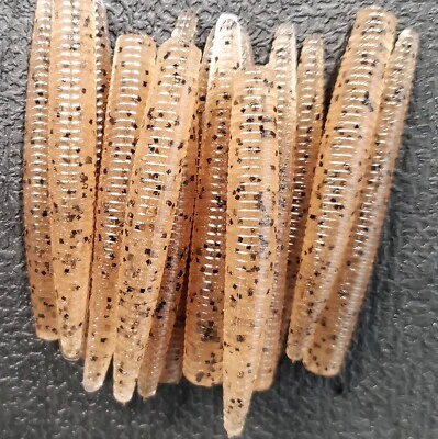 TEXJET 3' NED RIG WORM (PUMPKIN PEPPER) HEAVY GARLIC 15 PAC Drop Shot