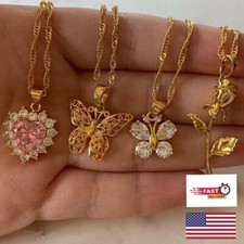 Woman Stainless Steel Gold Stylish Necklace With Pendant Chain Choker Jewelry