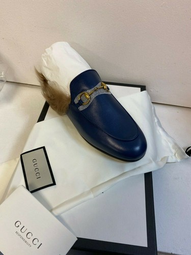 GUCCI Blu Scala In Pelle Pantofola. costo £ 715 100% AUTENTICO | eBay