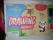 DRAWING ANIMALS LEARN TO DRAW ART KIT INSTRUCTION CRAYONS PAPER COLORED PENCILS