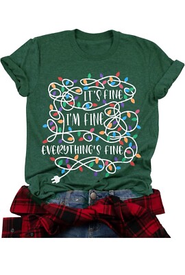 It s Fine, I m Fine, Everything s Fine Christmas Holiday T shirt XL