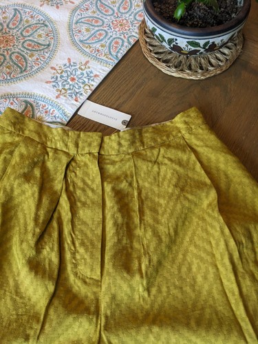 New Anthropologie Shorts Small Womens Seen Worn Kept Sz 4 Bermuda Pleat Chevron - Picture 9 of 10