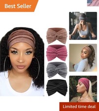 4 Pack Turban Headbands for Women Wide Vintage Head Wraps Knotted Cute Hair B...