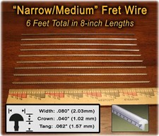 Narrow/Medium Nickel-Silver Fret Wire for Banjos, Dulcimers More - Six Feet