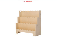 KFFKFF Montessori-Inspired 3-Tier Kids Bookshelf with Scalloped Design, Front-Fa